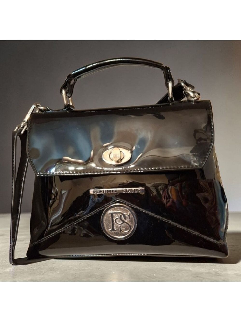 Black Patent Handbag Crossbody Or Shoulder Bag Nwot